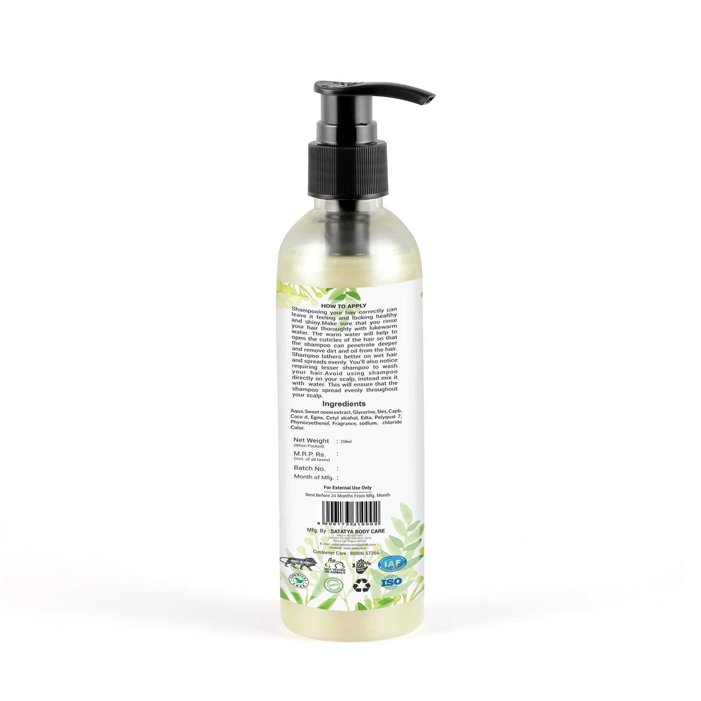 Sweet Neem Extract Shampoo | Anti-hairfall | Stronger & Shiner Hair | Ayurvedic Formulation
