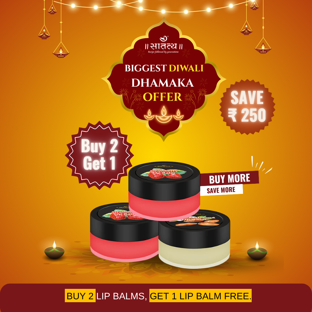 Diwali sale with lip balms on an orange background. Ayurvedicnatural lip balms.