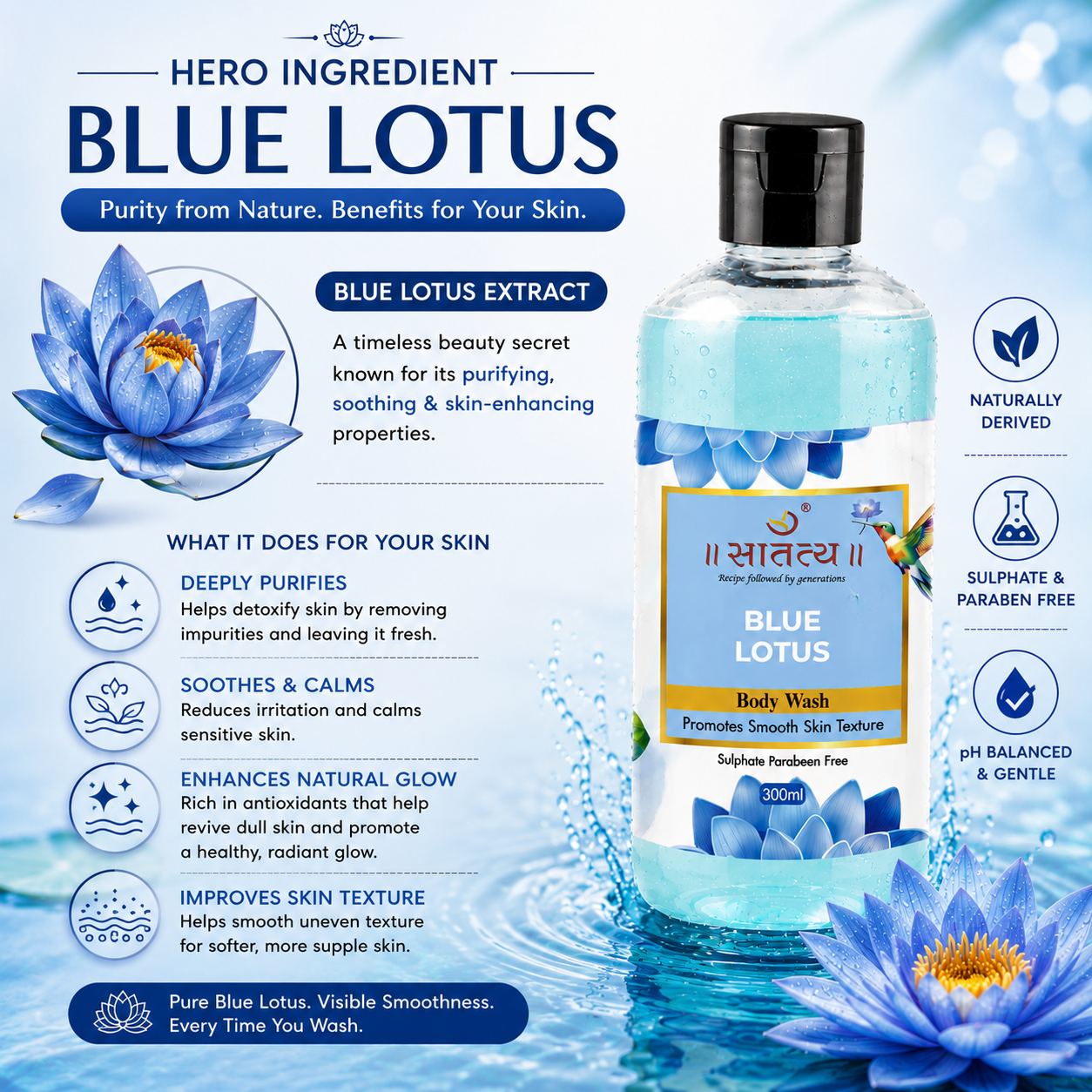 Blue Lotus Body Wash | Smooth Skin | Chemical Free