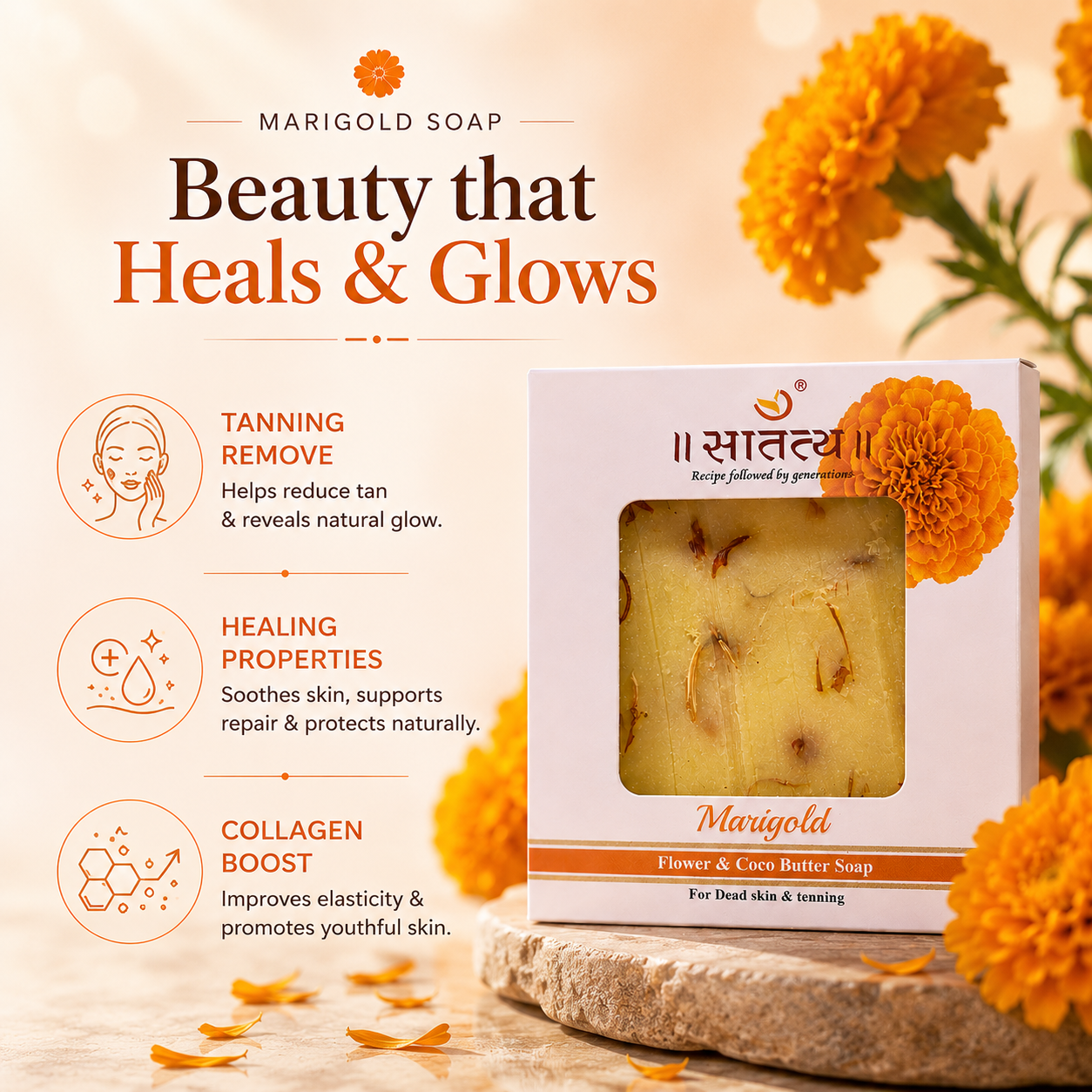 Marigold Handmade Soap | Nourishing Bath Bar for Glowing & Healthy-Looking Skin