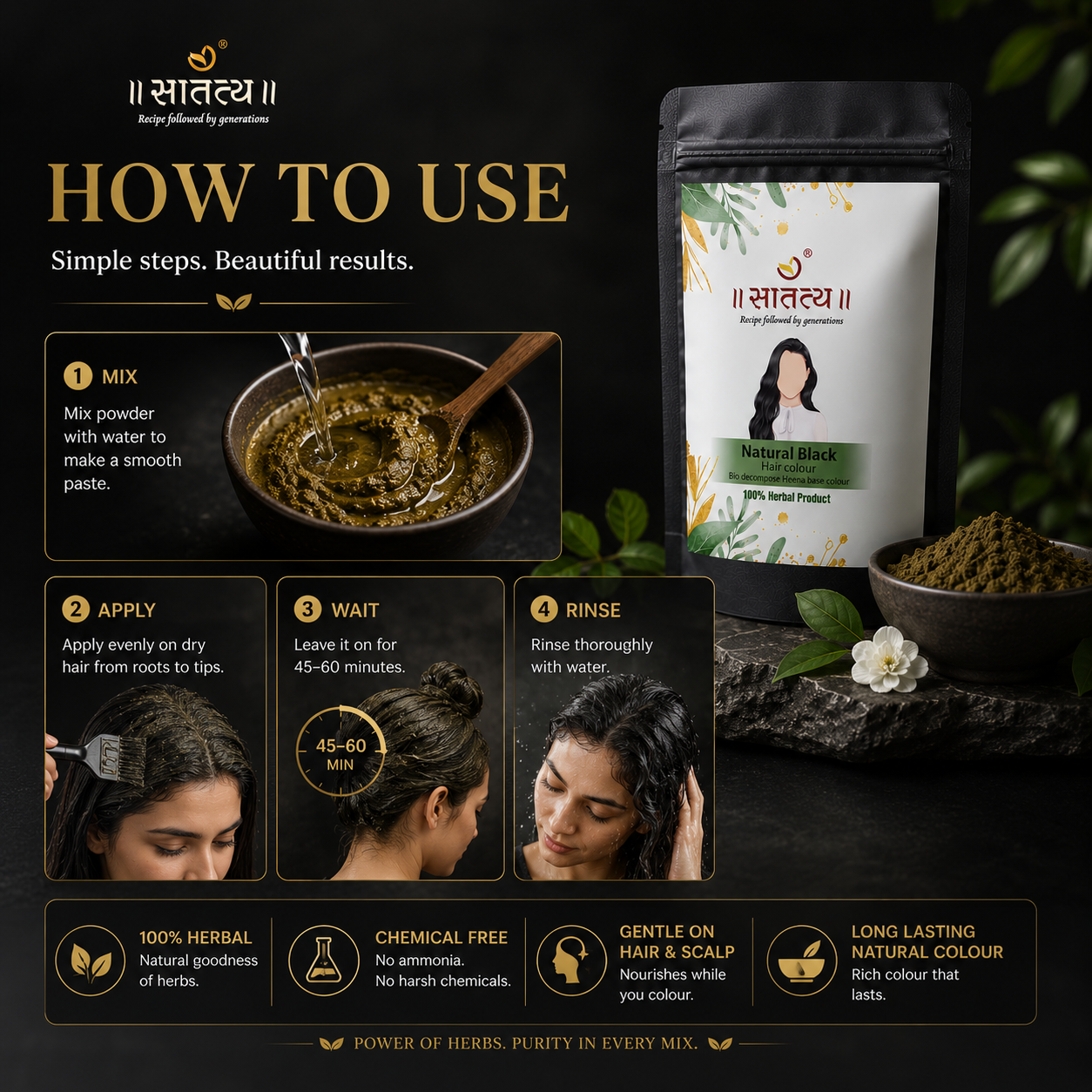 Natural Black Hair Colour | Bio Decompose Heena | Zero chemical