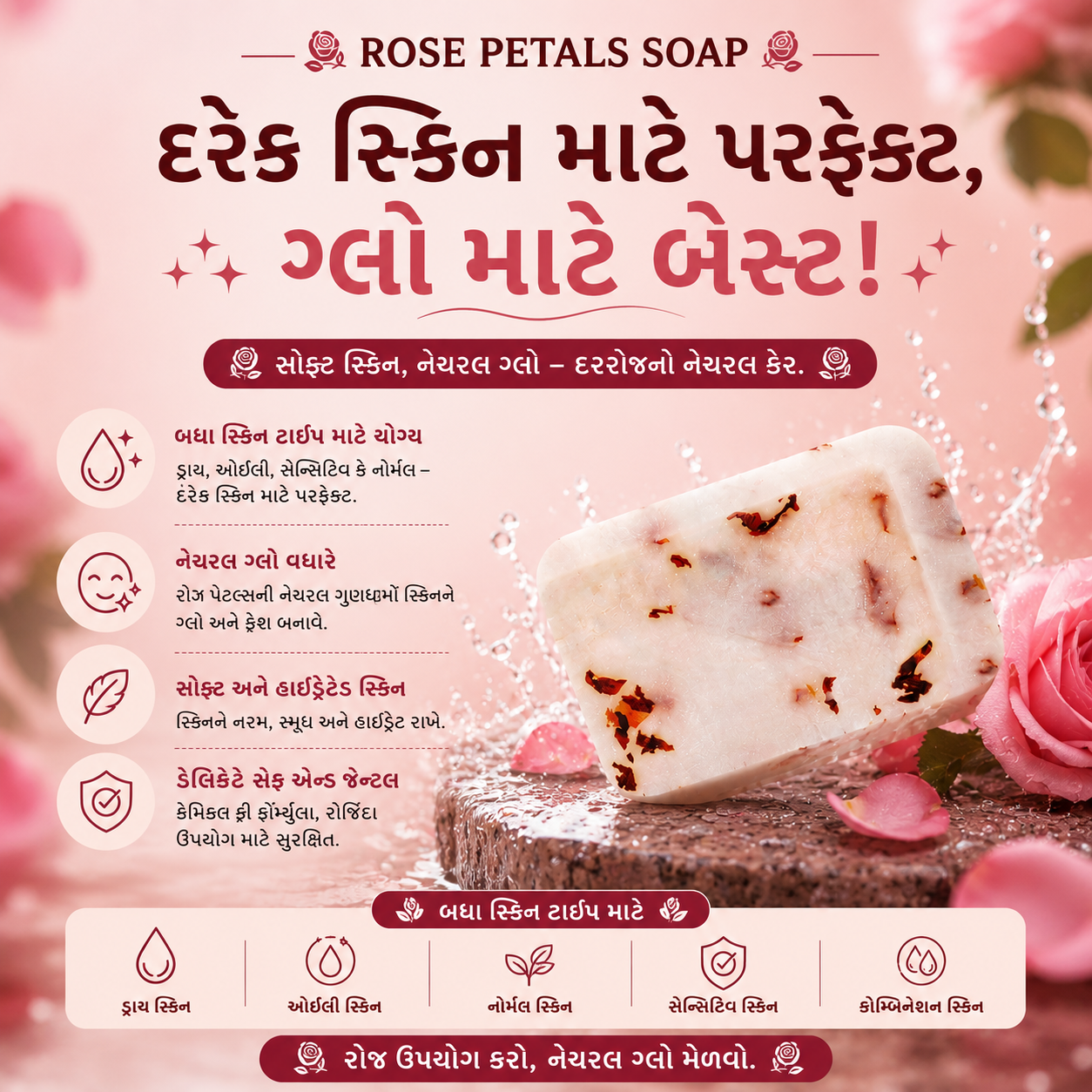 Rose petals soap