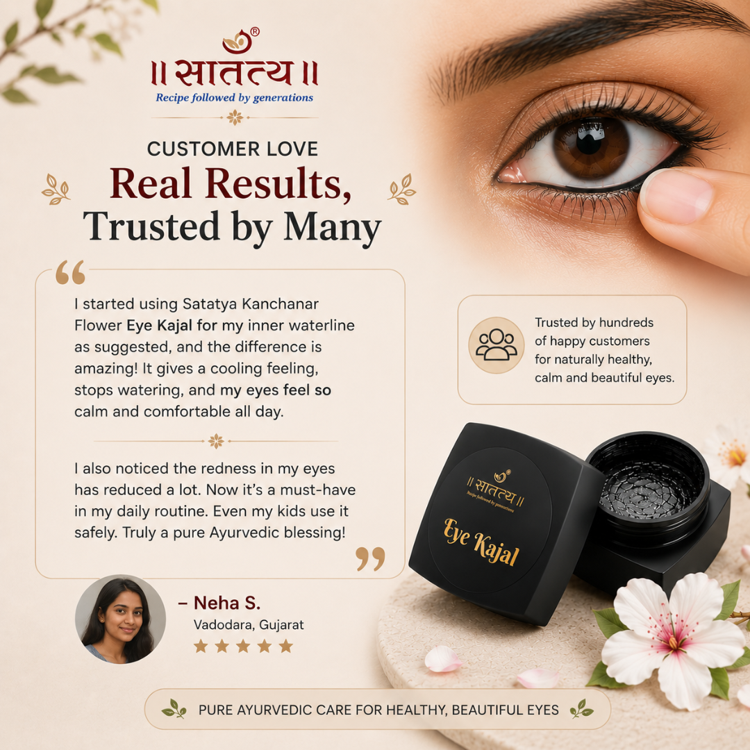 Satatya Kanchanar Flower Eye Kajal with customer testimonial 