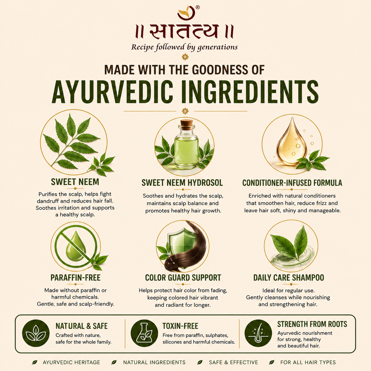 Sweet Neem Extract Shampoo | Anti-hairfall | Stronger & Shiner Hair | Ayurvedic Formulation