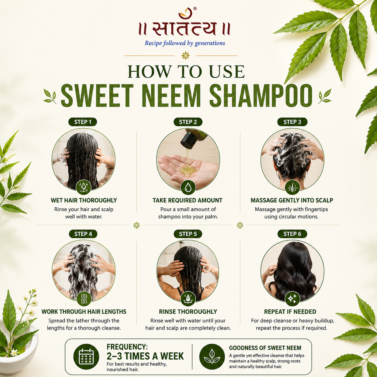 Sweet Neem Extract Shampoo | Anti-hairfall | Stronger & Shiner Hair | Ayurvedic Formulation