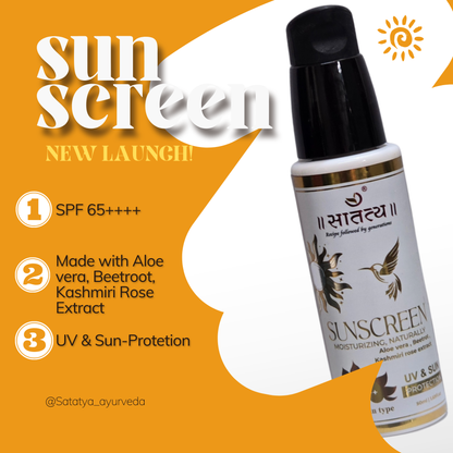 Satatya Natural Sunscreen SPF 65++++ | 4hrs UV & Sun-protection | 50ml
