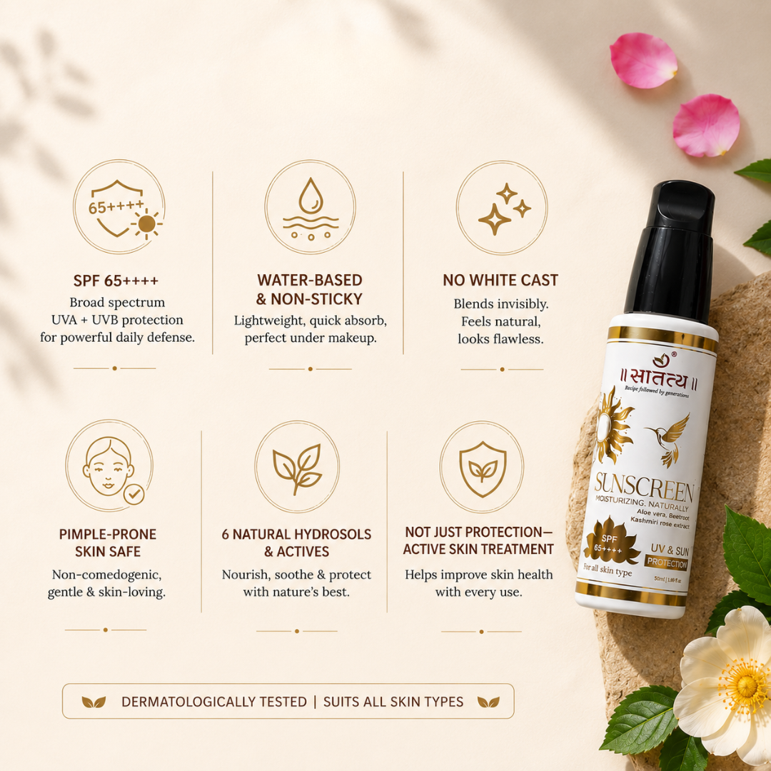 SPF 65++++ sunscreen with water-based non-sticky texture, hydrosol-rich formula, no white cast, and skin-friendly daily protection for all skin types.
