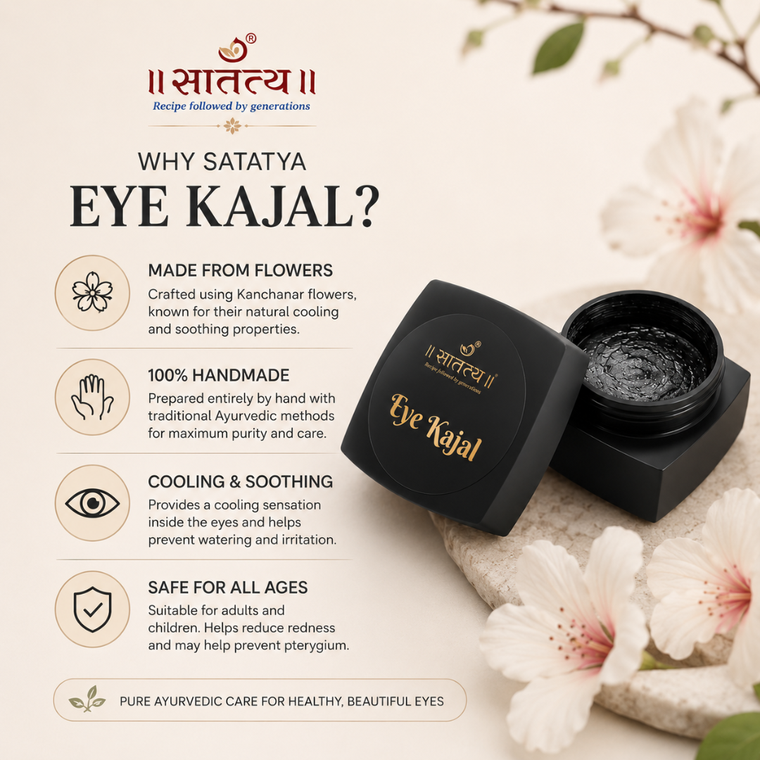 Satatya Eye Kajal with floral benefits, on a light background